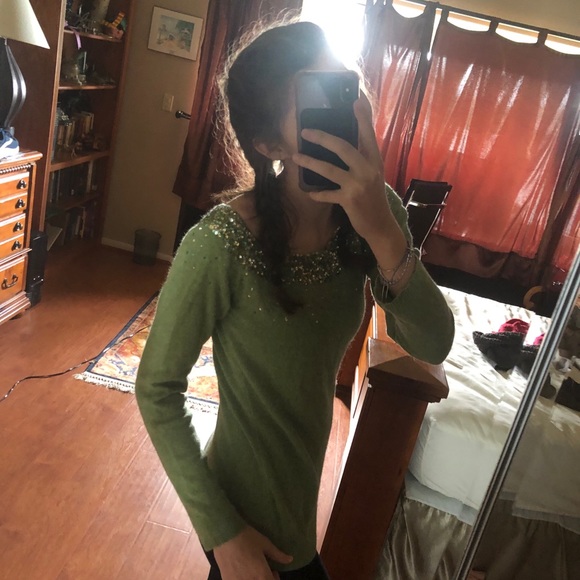 Vintage super soft green long sleeve sparkly top - Picture 5 of 8